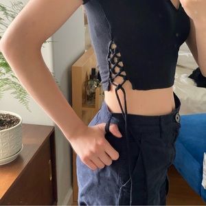 Black rib crop top